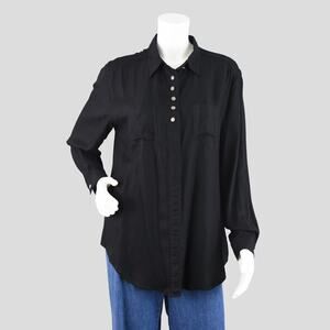 Basic Editions Vintage Black Long Sleeve Shirt Women's XL